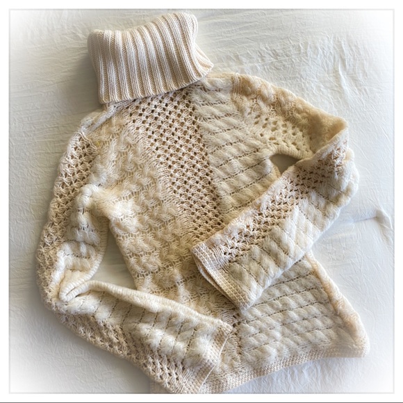 Anthropologie Sweaters - Anthropologie Sleeping on Snow Crochet Turtleneck Sweater
